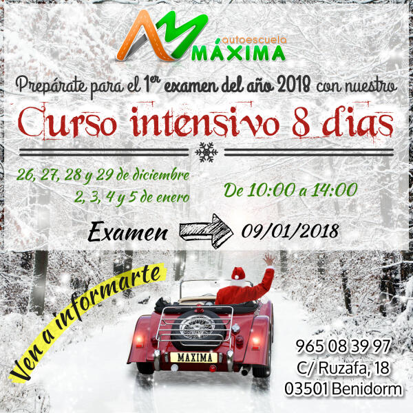 Curso intensivo carnet de conducir en navidad