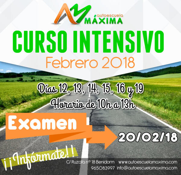 Curso intensivo carnet de conducir para Febrero